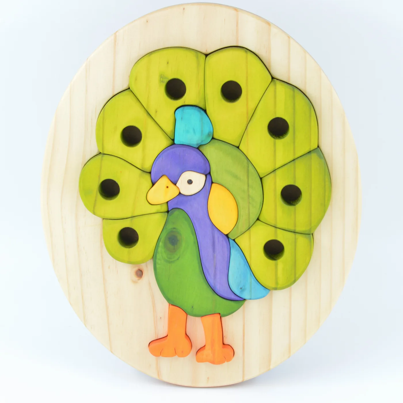 Rompecabezas Pavo real oval 19 piezas